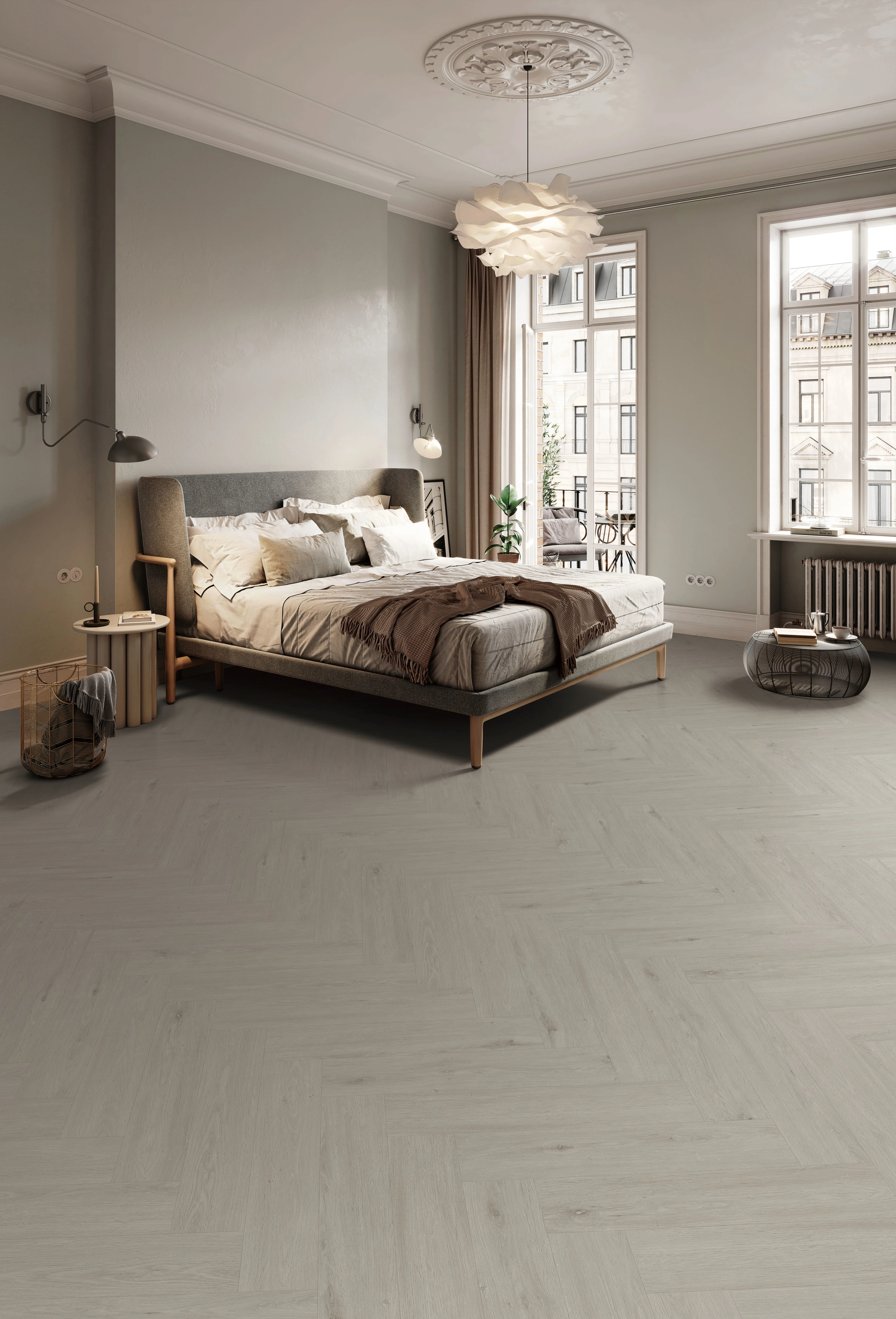 White Mist Premium Herringbone 6.0 SPC Vinyl Click