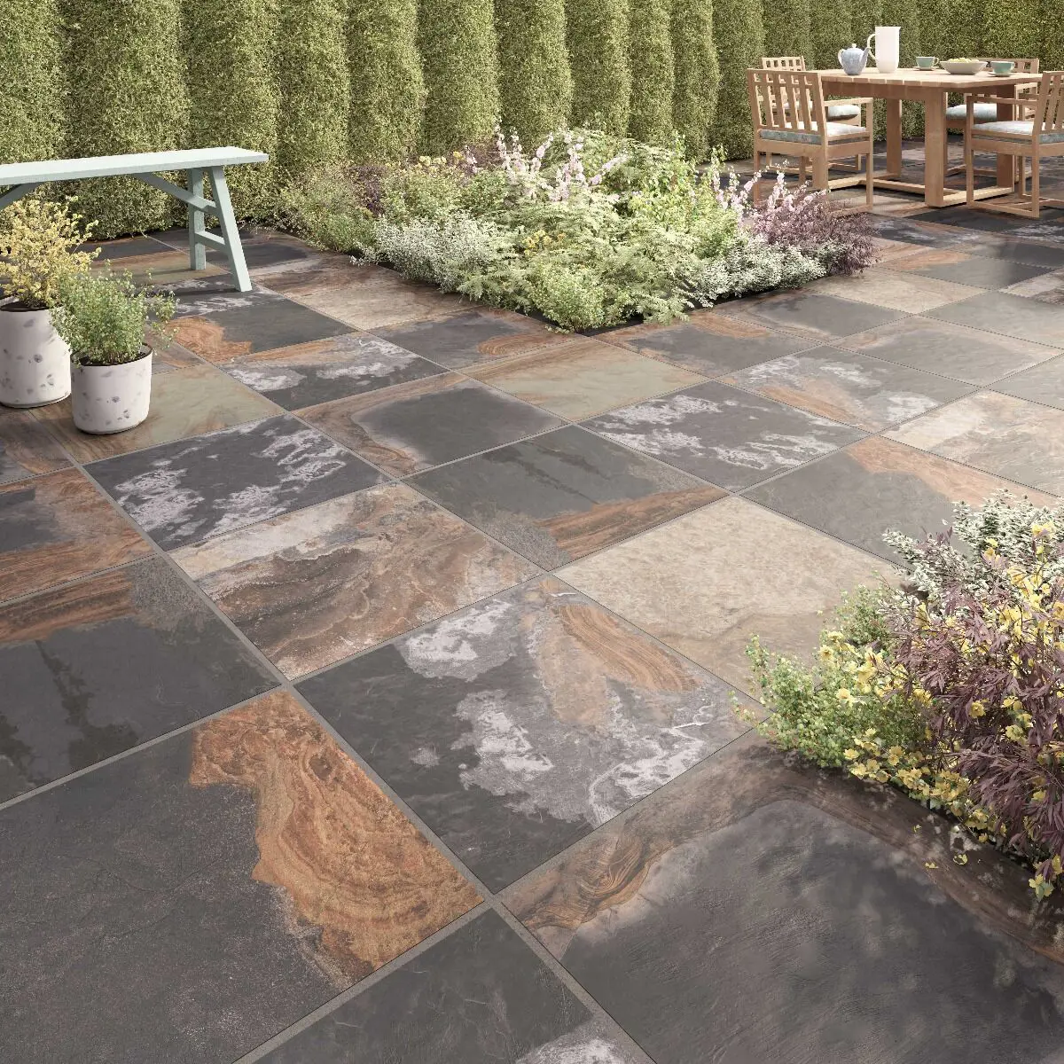 Black Rust Matt Glazed Porcelain 20mm Outdoor Tile