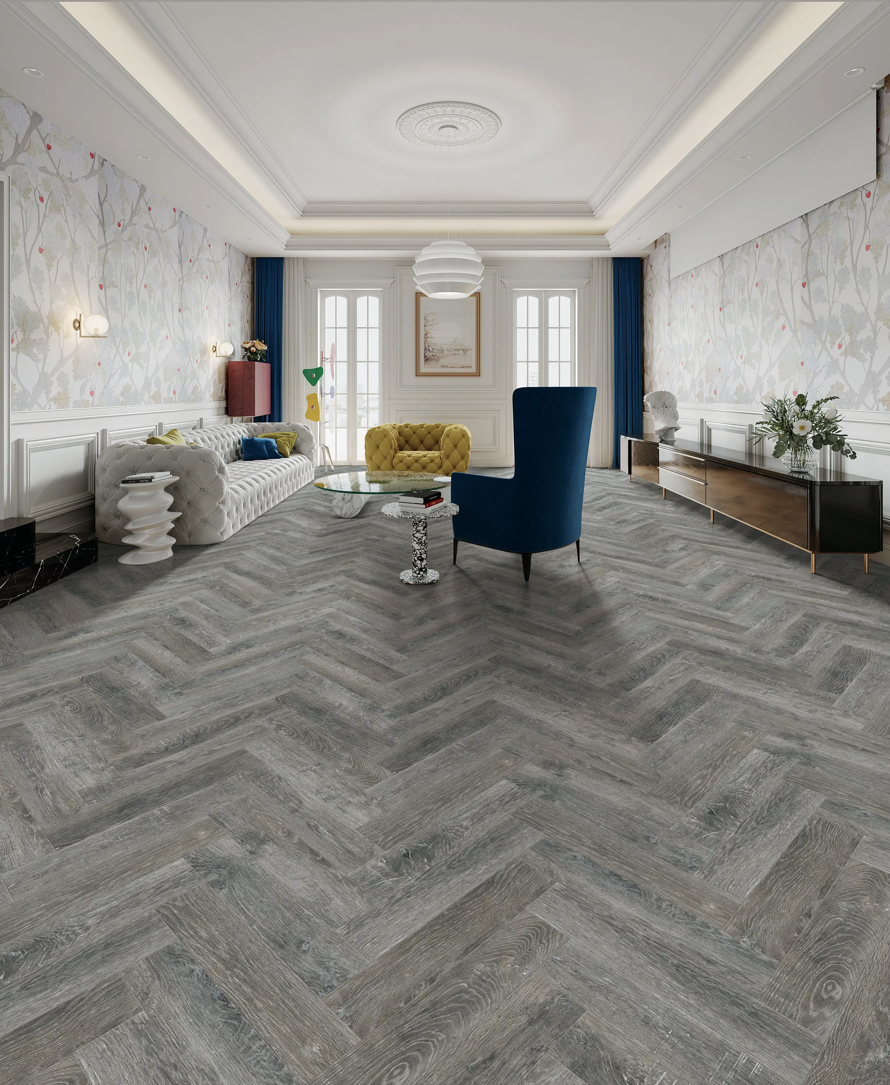 Dark Distressed Premium Herringbone 6.0 SPC Vinyl Click