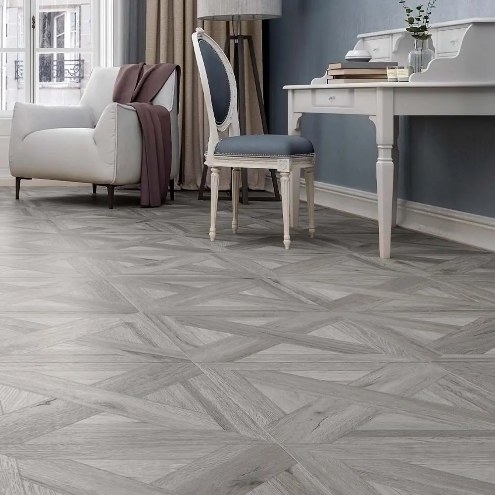 Arrun Parquet Grey Porcelain Tile - 600x600mm
