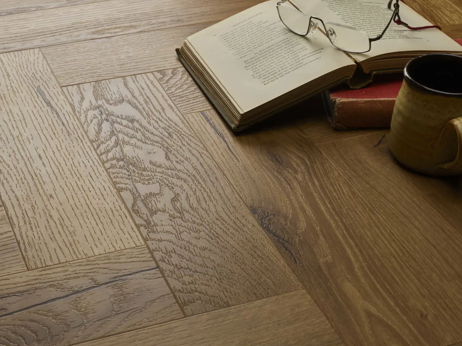 Honey Oak Herringbone Embossed Dryback LVT