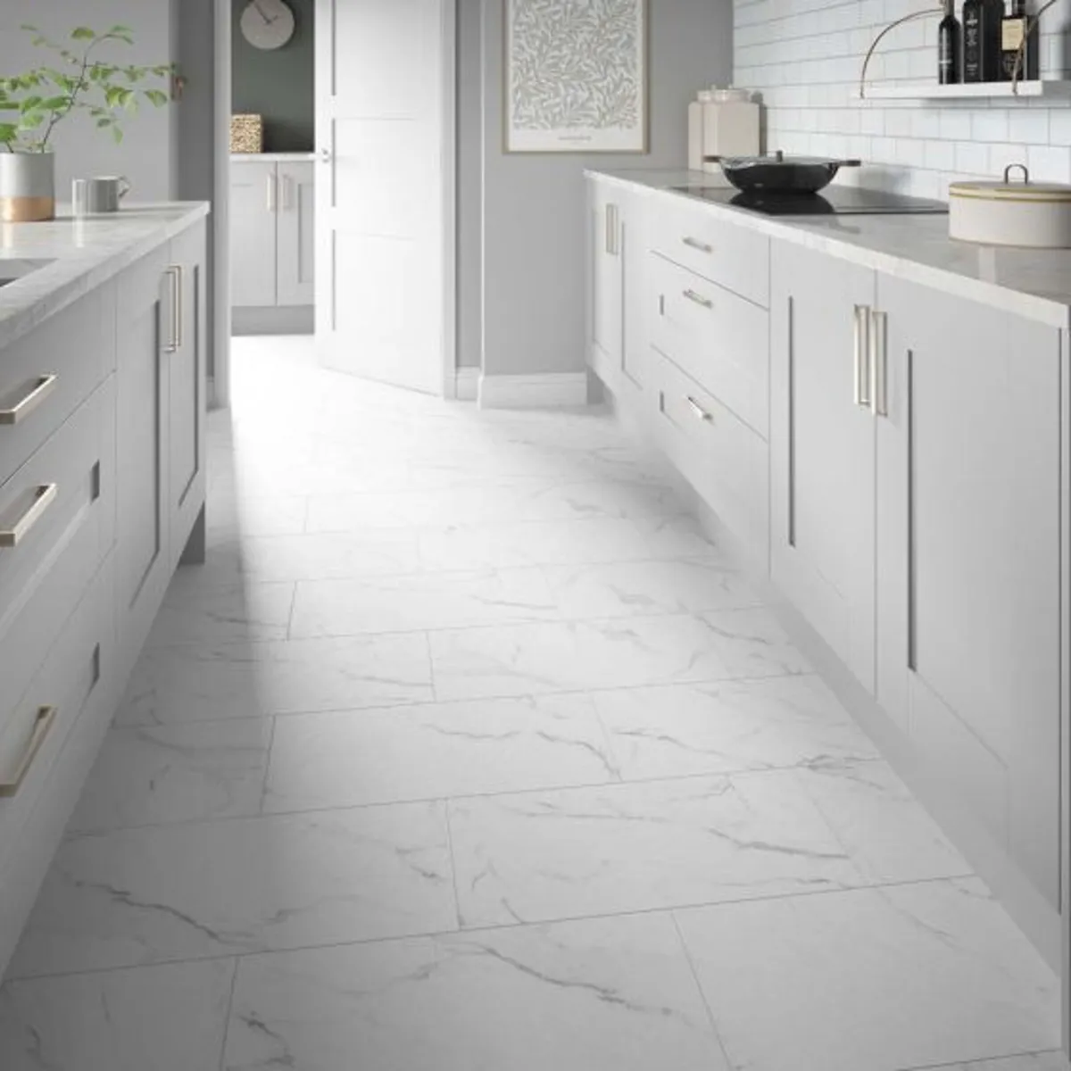Springfield White Tile White Marble Tile SPC Click | Floor Depot