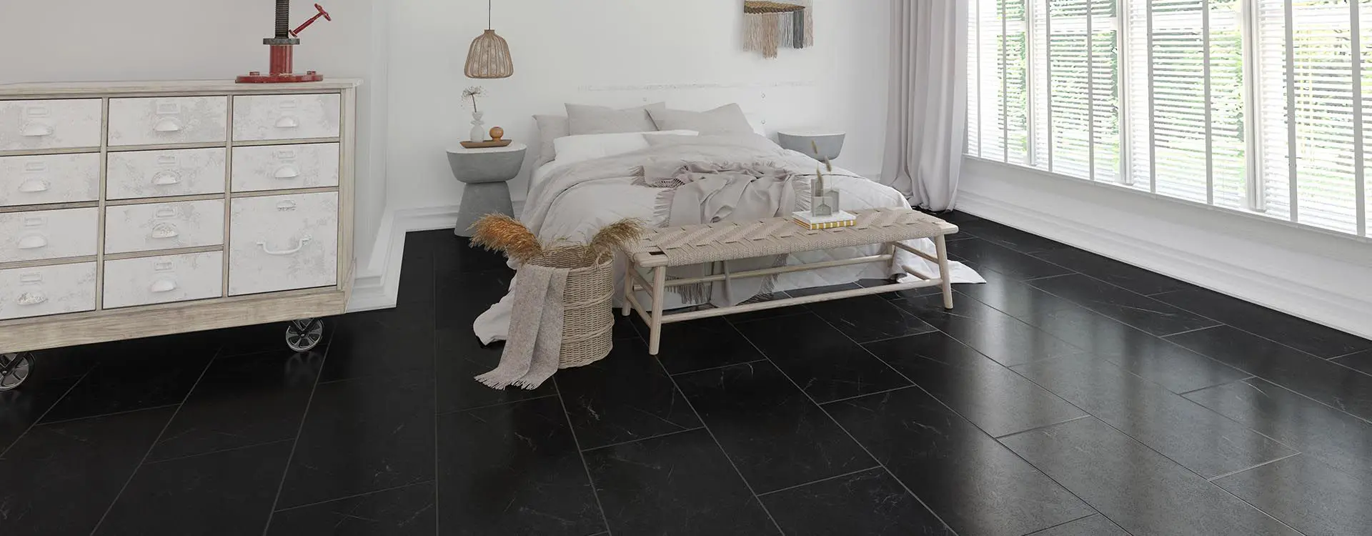 Pre Grouted Graphite Marble 5.5mm SPC Click Tile