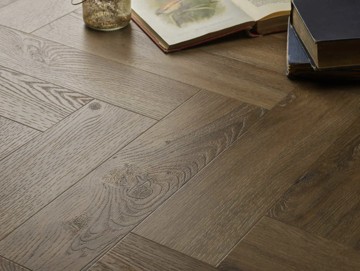Worn Oak Herringbone Embossed Dryback LVT