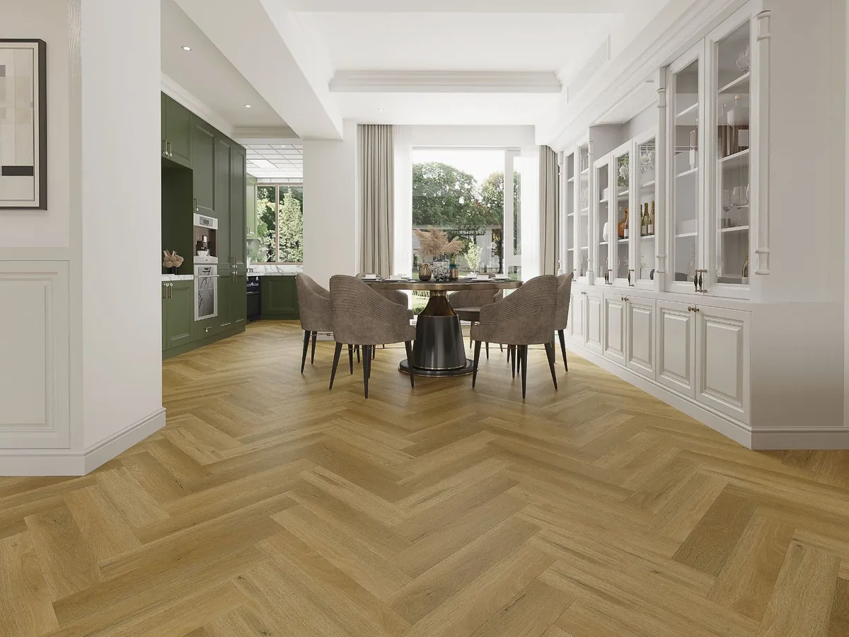 Bright Oak Herringbone Premium 8mm SPC Click | Floor Depot