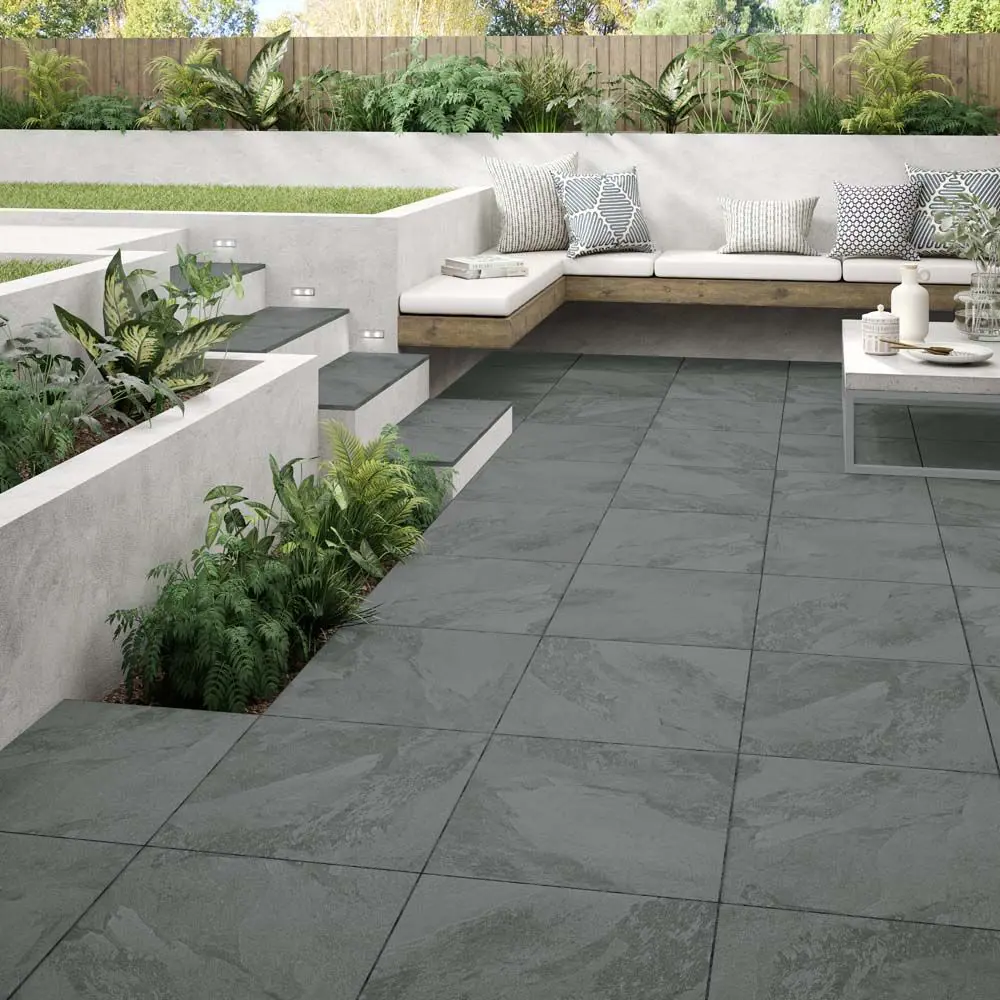Willow Black Slate 600x600mm Outdoor 20mm Porcelain Tile