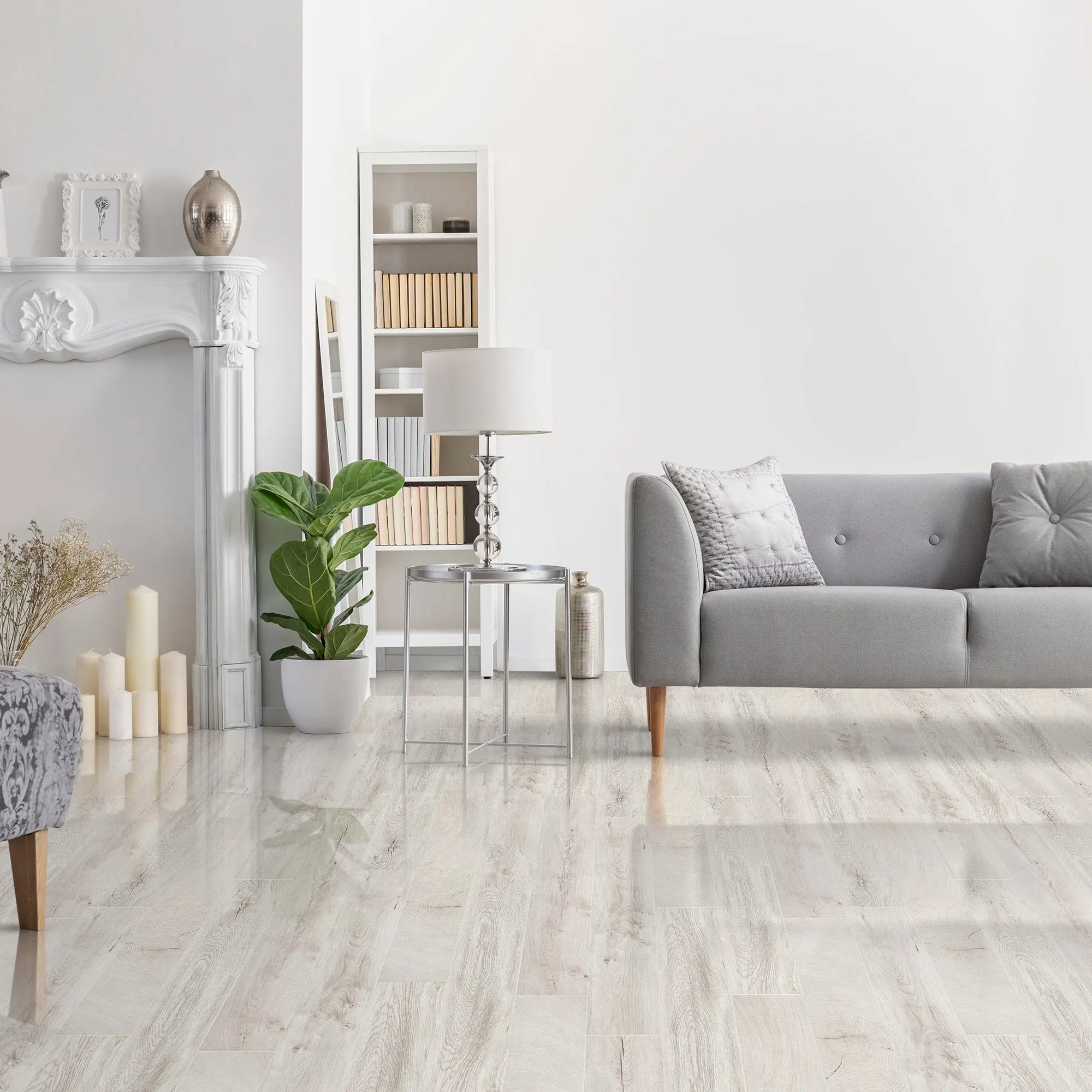 Winter White Oak High Gloss 12mm Laminate Flooring 