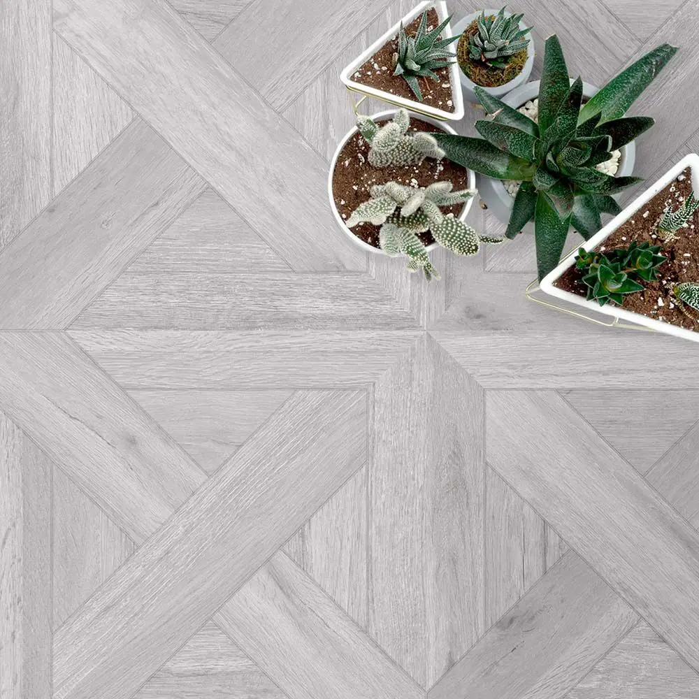 Arrun Parquet Grey Porcelain Tile - 600x600mm