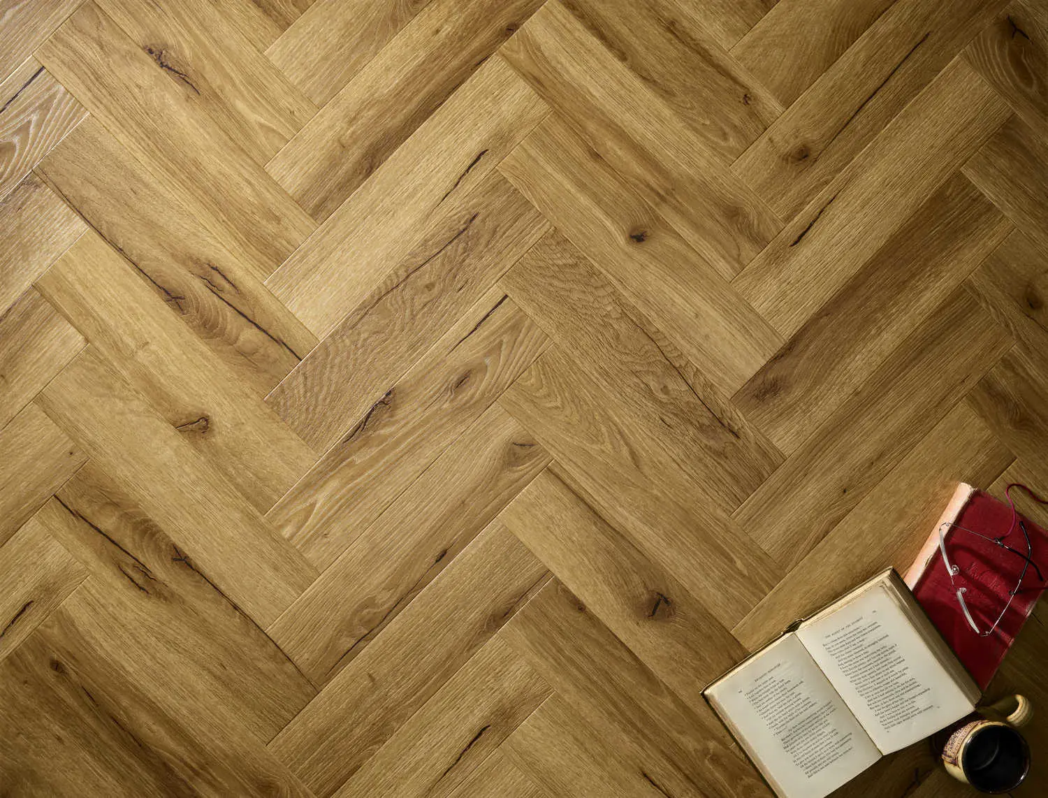 Honey Oak Herringbone Embossed Dryback LVT