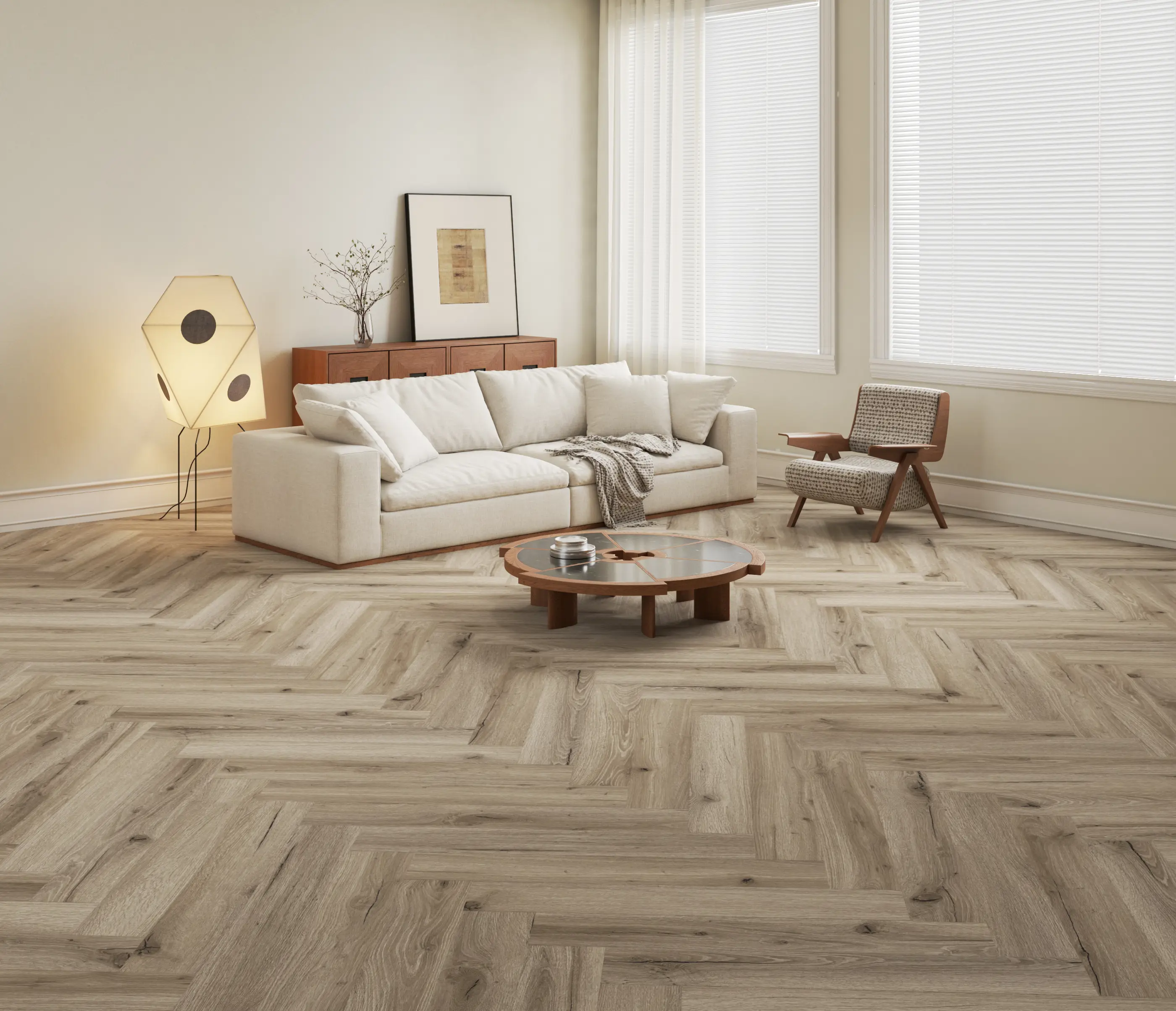 Feathered Light Oak Herringbone Premium 3mm LVT