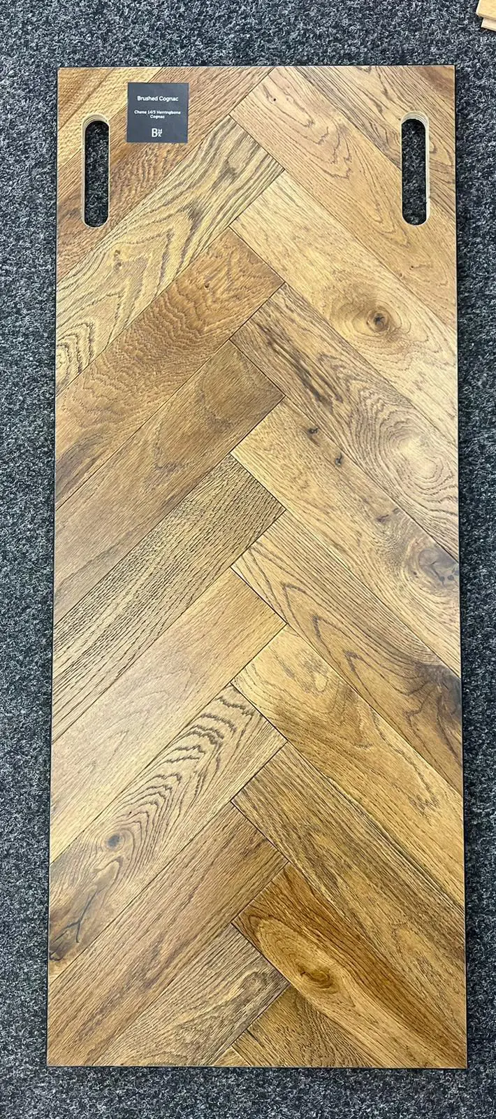 Brushed Cognac Oak 14mm X 90mm Herringbone