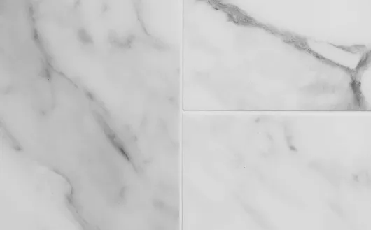 Springfield White Tile Pre Grouted White Marble SPC Click Tile | Floor Depot