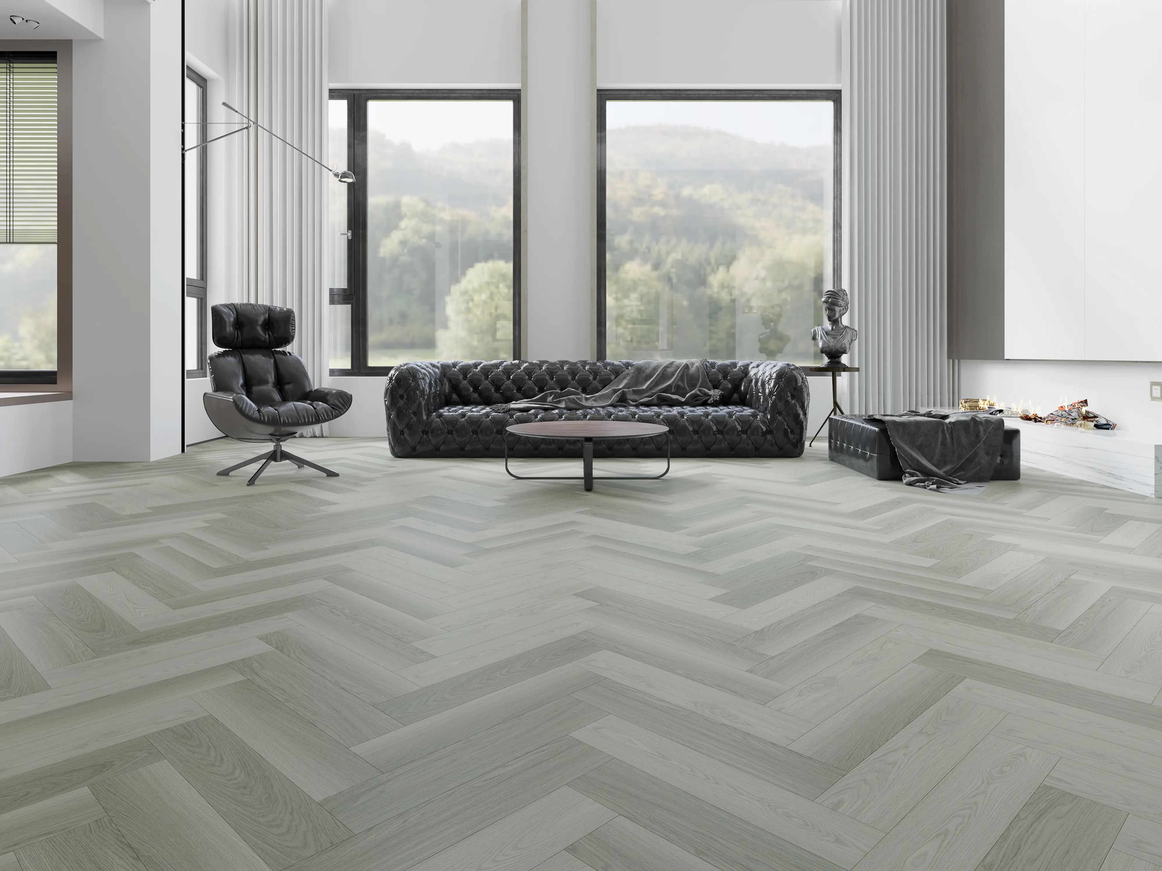 Feathered Grey 2.5mm Herringbone LVT