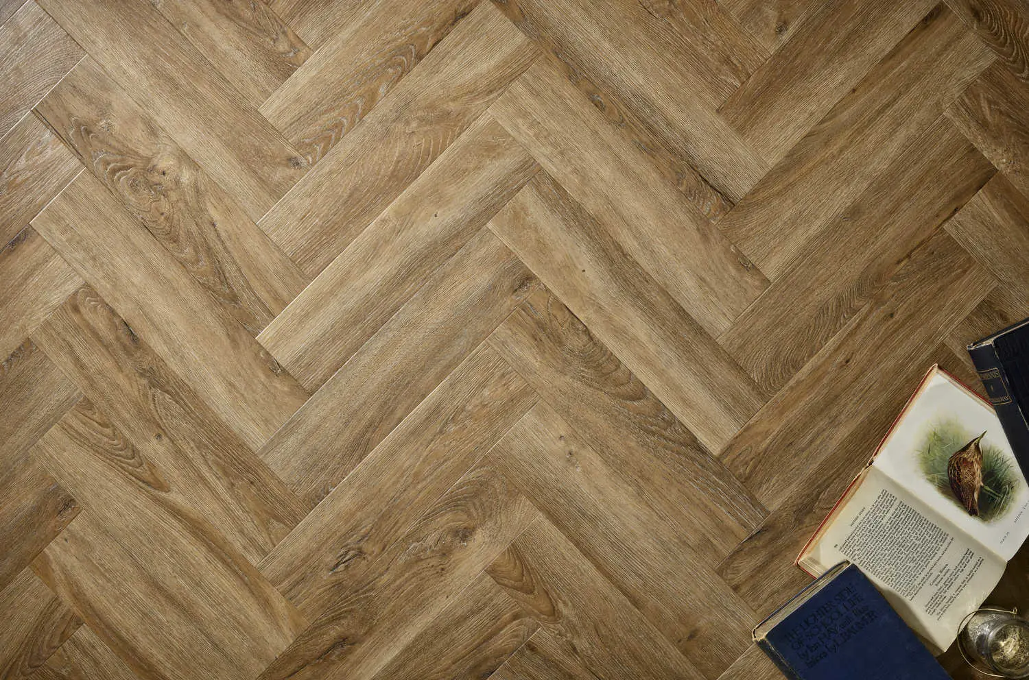 Worn Oak Herringbone Embossed Dryback LVT