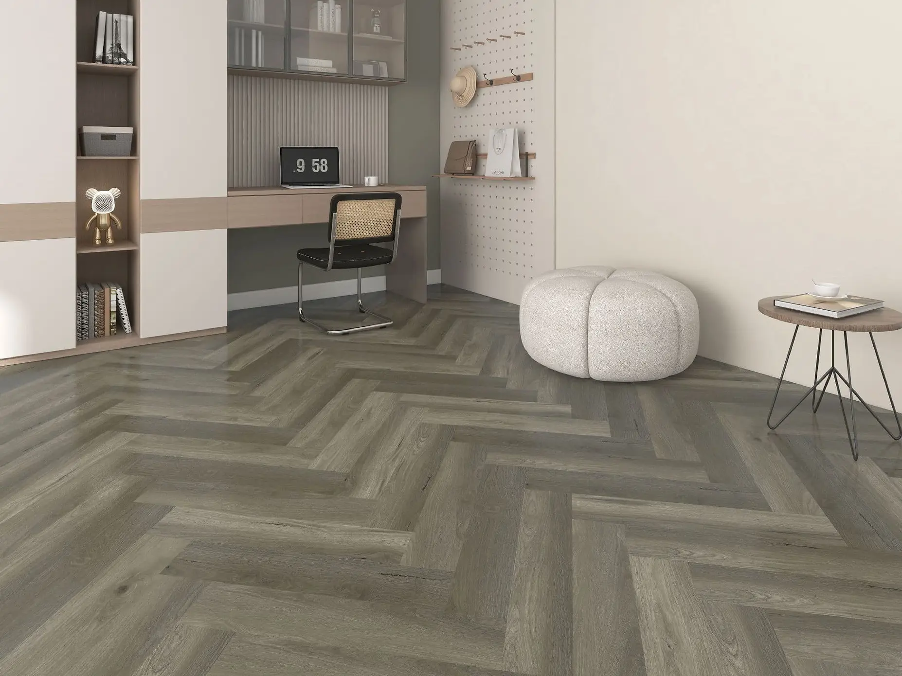 Bordeaux Grey Herringbone Premium 8mm SPC Click