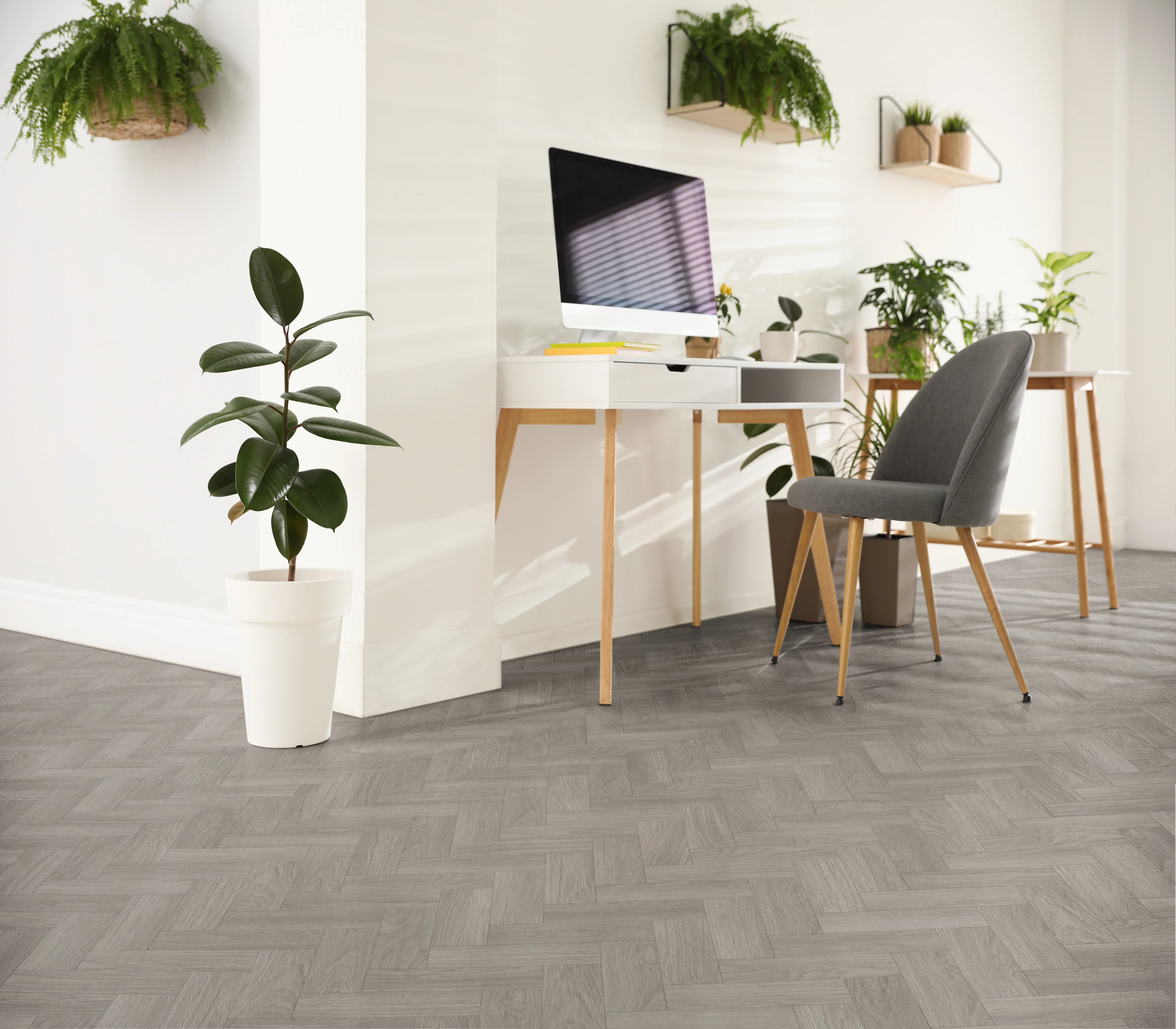 Dove Grey Oak Herringbone Dryback LVT