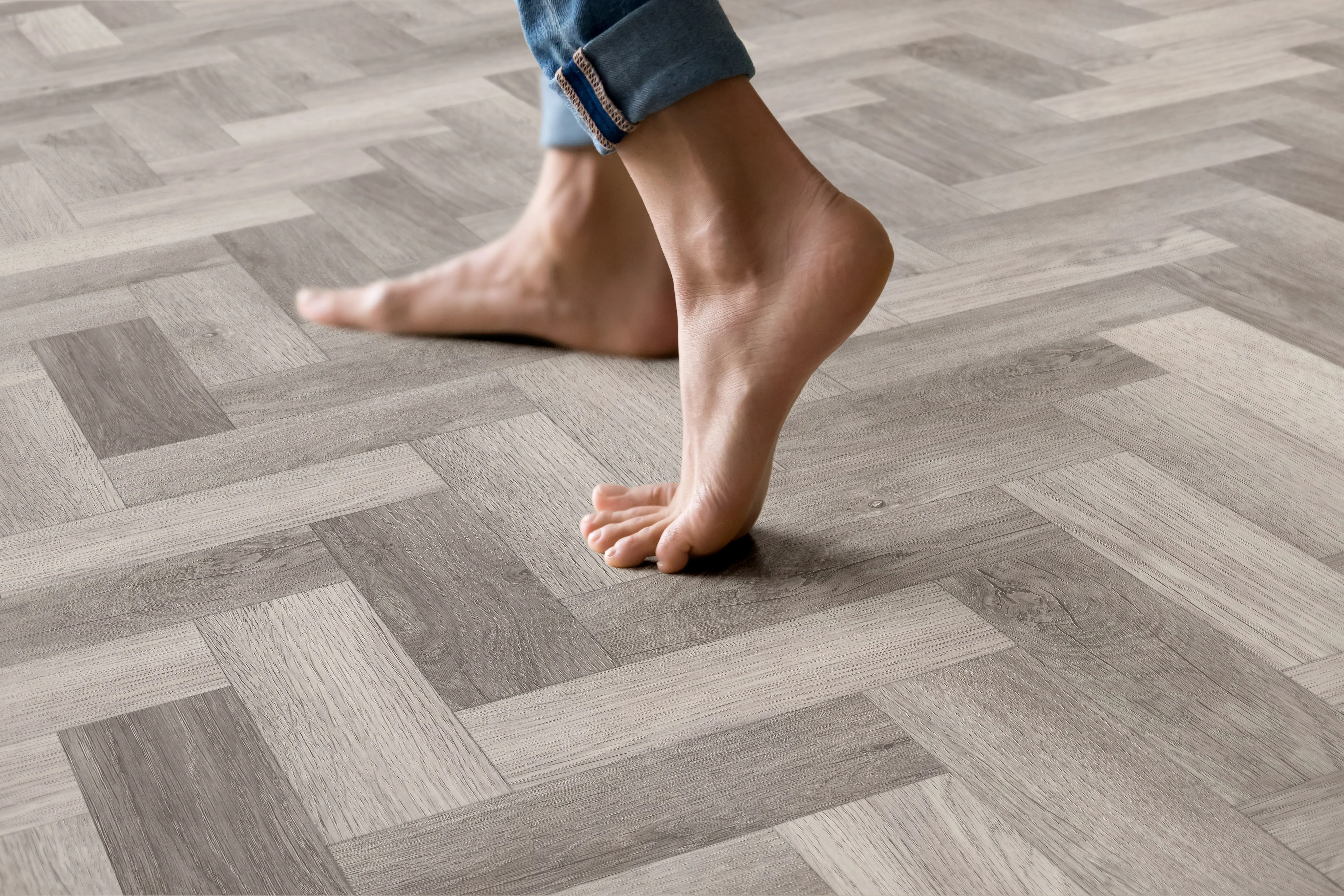 City Grey Oak Herringbone Dryback LVT