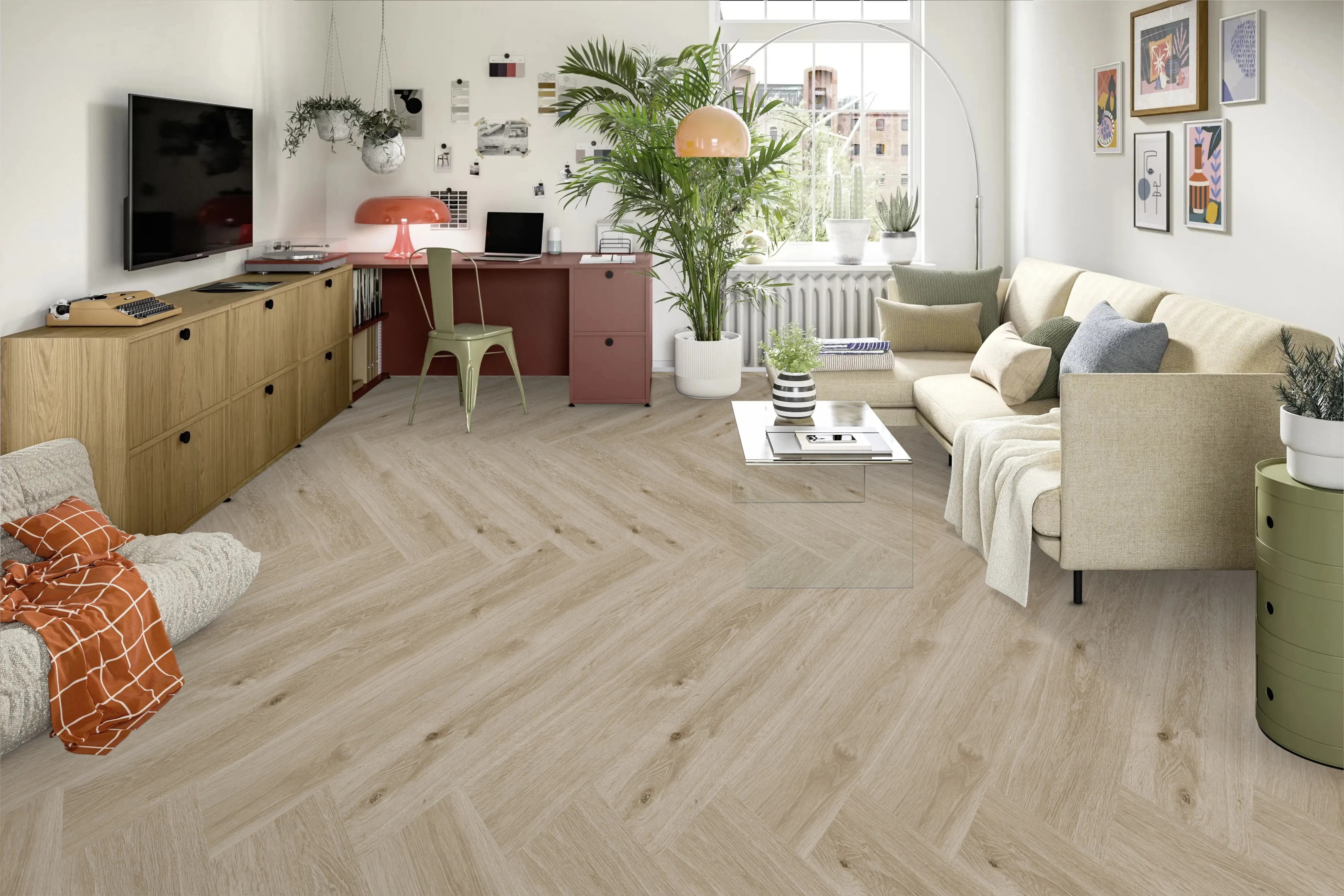 Summer Beige Oak 6mm PREMIUM Herringbone SPC Click