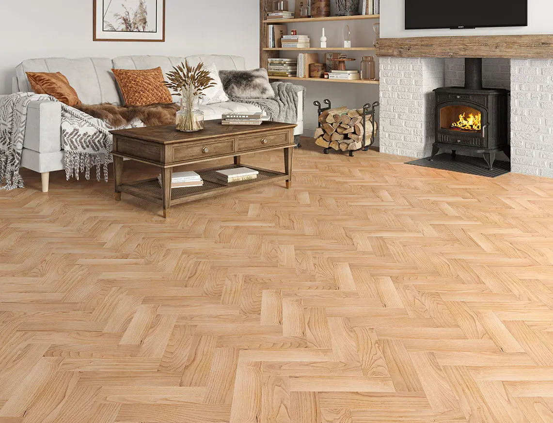 Wheatgold 10mm Engineered Oak Herringbone