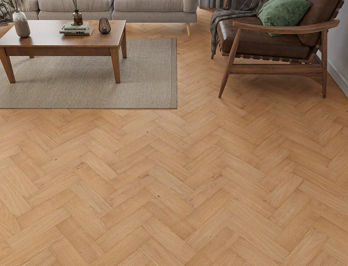 Straw 14mm Engineered Oak Herringbone