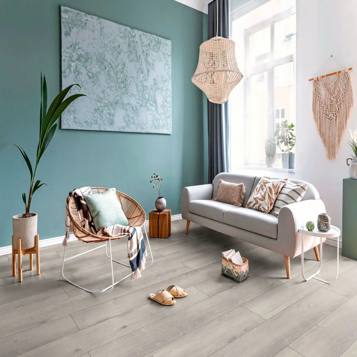 Kingswell White Natural Oak 8mm Laminate Flooring